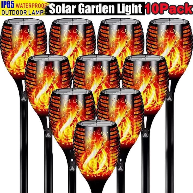 Primary image for 1/2/4/6/8/10pcs Solar Flame Torch Lights Flickering Light Waterproof Garden Deco