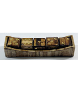 Pier 1 XL Polished Wood &amp; Brass Dice 5 Piece Set with Tray (SEE DESCRIPT... - €13,01 EUR