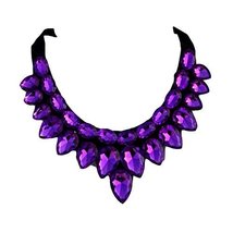 [Purple Drops] Women Acrylic Choker Necklace False Collar Removable Fake Collar - $14.72