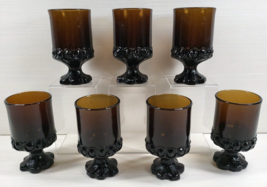 7 Franciscan Madeira Smoke Brown Juice Wine Glasses Set Vintage 70s Stemware Lot - £46.84 GBP
