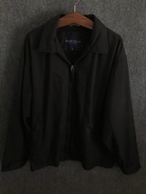 Van Heusen Jacket Windbreaker Men&#39;s Size XL Black Full Zip 100% Polyester - $15.43