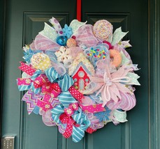 Candyland wreath, peppermint wreath, christmas wreath, whimsical wreath - $168.29