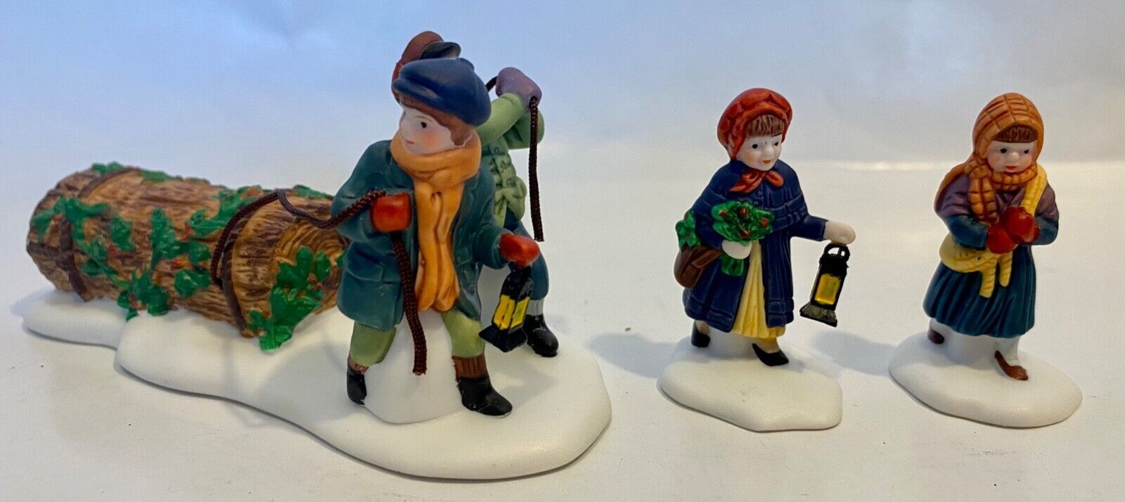 Primary image for Dept 56 Dickens #55581 BRINGING HOME THE YULE LOG Three Piece Accessory Set 1991