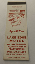Vintage Matchbook Cover Matchcover Lake Edge Motel Plattsburgh NY - £2.52 GBP