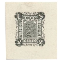 RN-A1 2c Revenue Stamped Paper Die Proof Type A, black on stiff white wo... - $379.00