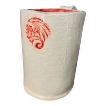 Vintage Y2K Handmade Studio Pottery Dragon Mug Red Interior Artisan Cera... - $21.60