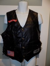 Caribou Creek Live Free/USA/Route66 Patchwork Leather Vest W/Holder Size... - $108.56