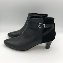 Cole Haan Hayes Women&#39;s black Leather And suede ankle booties sz. 7.5 B 2” Heel - £62.50 GBP