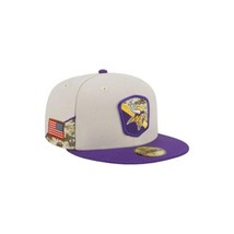 New Era Minnesota Vikings 59Fifty 2023 STS Fitted Hat Stone / Purple Size 7 1/4 - £33.64 GBP
