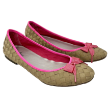 Nieman Marcus Women&#39;s Woven Ballet Flats Tan, Neon Pink 9.5 - £15.00 GBP