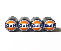 Vintage Gulf Gas Tire Valve Stem Caps - Black Aluminum - Set of Four - £12.78 GBP