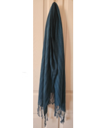 Womens Scarf 67&quot; x 24.5&quot; With 4&quot; Fringe Green With Blue And Sparkly Silv... - $13.56 CAD