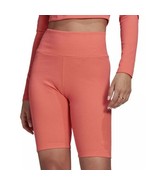 Adidas Womens Ribbed Bike Short Leggings HF2106 Bright Coral Pink Size X... - £31.42 GBP