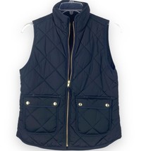 J.Crew Black Quilted Gold Zipper Zip Up Vest Women&#39;s Size Small Double Pocket - £39.01 GBP