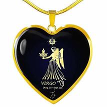 Express Your Love Gifts Virgo Sign Zodiac Necklace 18k Gold Heart Stainless Stee - £50.98 GBP