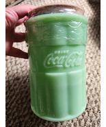 TableCraft Coca-Cola Jadeite Glass 28oz Canister w/cork Lid New  Sealed! - $39.59