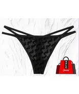 Victoria Secret PINK Logo Mesh Strappy Thong Panties BNWT $14.95 Black S... - £11.03 GBP