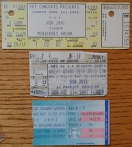 Bon Jovi 3 Vintage Ticket Stubs 1987 Madison Square Gardens NY Great Woo... - £14.71 GBP