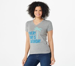 Life is Good Women&#39;s V-Neck Short Sleeve Crusher Tee   X-Small - $19.39