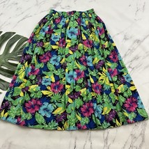 Worthington Womens Vintage 90s Midi Skirt Size S Blue Green Tropical Ple... - $26.72