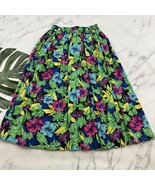 Worthington Womens Vintage 90s Midi Skirt Size S Blue Green Tropical Ple... - $36.54 CAD