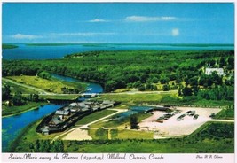 Postcard Aerial View Saint Marie Among The Hurons Midland Ontario - $3.42