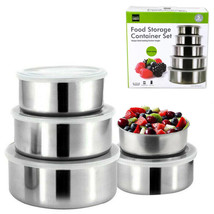 5 Pack Steel Metal Food Storage Saver Containers Mixing Bowl Cookware Me... - $32.99