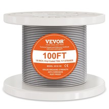 VEVOR T304 Stainless Steel Cable 1/8" 7x7 Steel Wire Rope 100 ft Cable Railing - $1,292.50 MXN