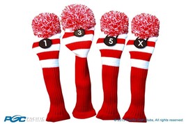 New 1 3 5 X Red White Knit Vintage Golf Clubs Headcover Head Covers Set Retro - £40.47 GBP