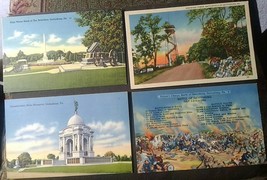 Vintage Linen Postcard Lot of 4 Battle Memorials of Gettysburg Pennsylvania PA - £3.08 GBP