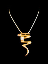 Vintage Modernist Snake necklace and brooch set - rhinestone serpent - gold  Egy - £75.93 GBP