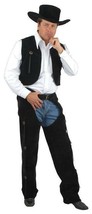 Black Chaps &amp; Vest Cowboy Adult Small 36-38 Halloween Costume - £42.68 GBP