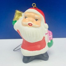 Santa claus Christmas ornament chalkware mcm vintage holiday decor jingle bells - £7.84 GBP