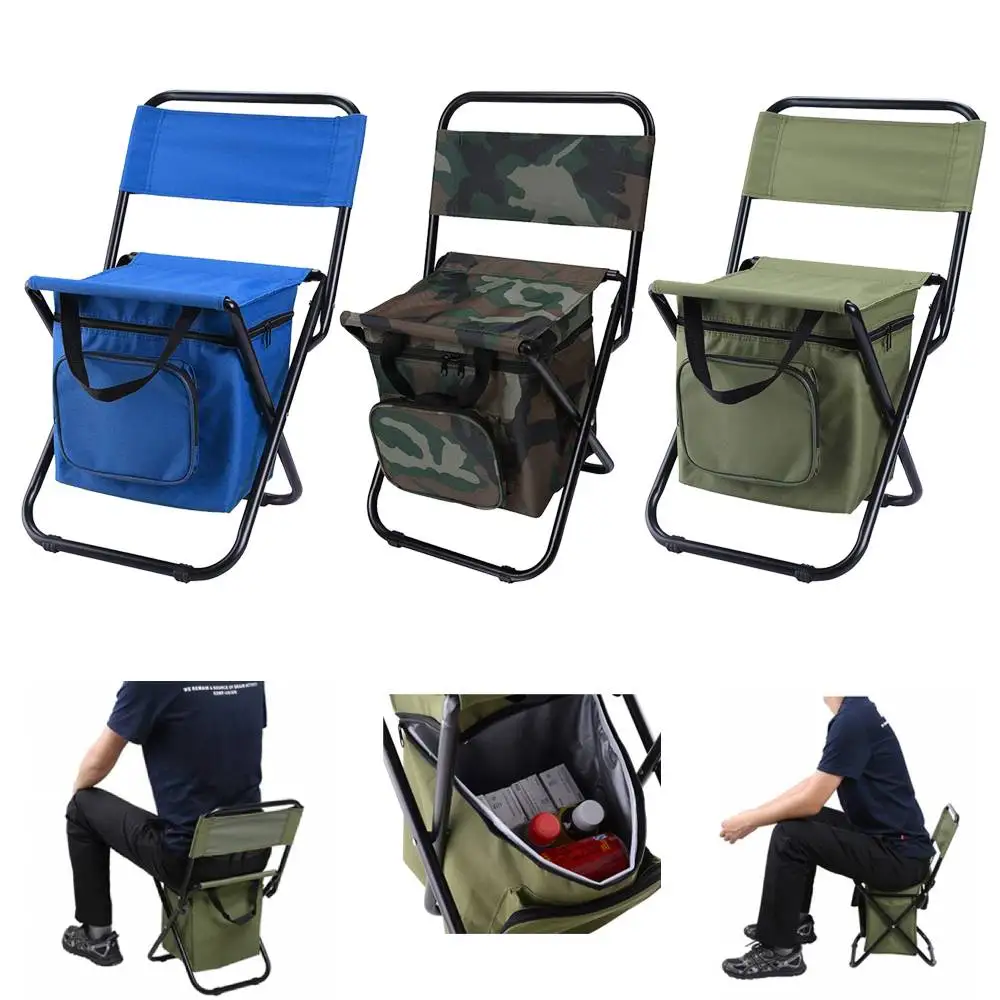 Outdoor Folding Chair Camping Fishing Chair Stool Portable Backpack Cooler - £9.59 GBP+