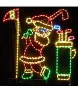 Outdoor Christmas Yard Decor Santa Claus Golfing Steel Wireframe LED Lig... - £549.62 GBP