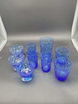 Vintage MCM Lot of 9 SENECA DRIFTWOOD DELPHINE Blue CRINKLE Glasses Bowls - £31.30 GBP