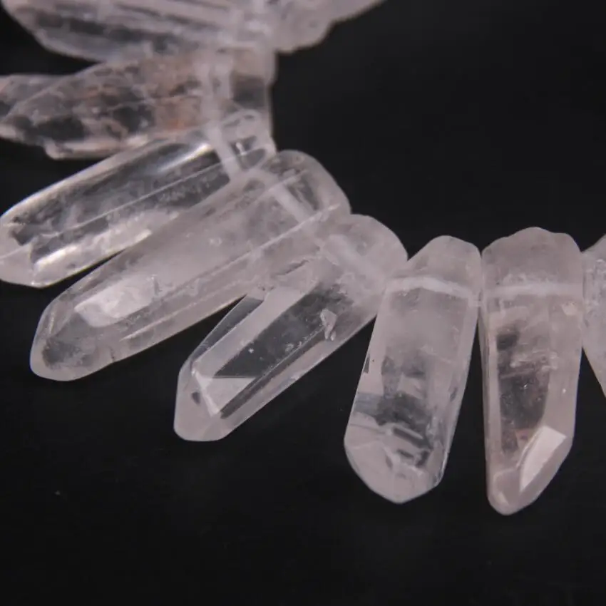 House Home 35-38pcs/Strand Large Size Raw Clear Crystal Quartz Top Drilled Point - £43.43 GBP