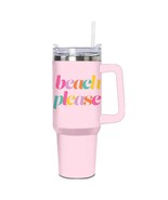 Light Pink Beach Please Printed Stainless Steel Tumbler 40 oz with Handle - $51.45 CAD