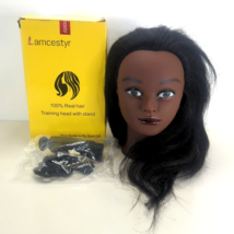 Lamcestyr Mannequin Hairdresser Training Head w/ Stand 100% Real Hair 14... - $37.34