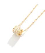 18K Gold Plated Stainless Steel Cubic Zirconia Cylinder Necklace Hypoallergenic - $49.98