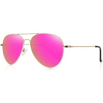 Classic Polarized Aviator Sunglasses For Women Men With Case (Golden Frame Purpl - £23.97 GBP