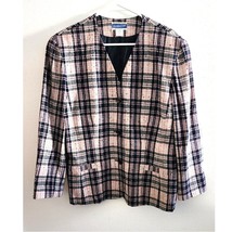 Vintage Pendleton Plaid Wool Blend Blazer Jacket Pink Blue Plus Size 16 - $40.00