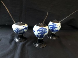 Ensemble De 3 Tibet Ancien Porcelaine Encens Brûleur - £196.02 GBP