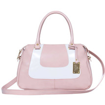 AURA Italian Made Dusty Pink &amp; White Patent Leather Small Tote Handbag - £278.31 GBP