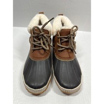 NEW JSport Womens Mary Faux Fur Trimmed Slip On Duck Boots Brown Leather... - $922.69 MXN