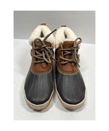 NEW JSport Womens Mary Faux Fur Trimmed Slip On Duck Boots Brown Leather... - $922.69 MXN