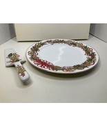 1994 Andrea By Sadek &quot;Christmas Garland&quot; Box Set 10.5&quot; Plate &amp; Cake Serv... - $24.69