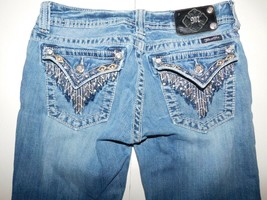 Miss Me Silver Jewels Feather Jeans Size 29 - £31.69 GBP