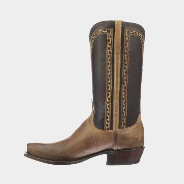 Handmade Men Brown Wood Leather Boots