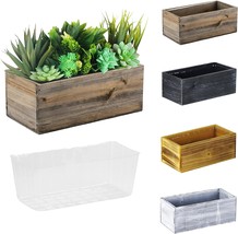 Cys Excel Natural Brown Wood Rectangle Planter Box With Removable Plastic Liner - £28.76 GBP